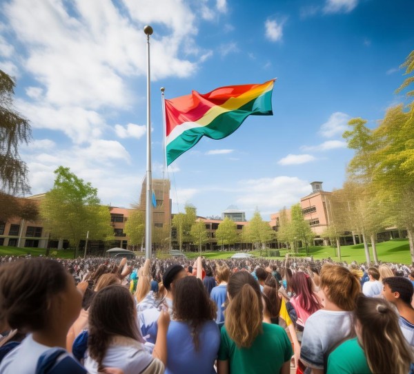 商贸学院升旗,校园安全的喜悦 商贸学院升旗,校园安全的喜悦